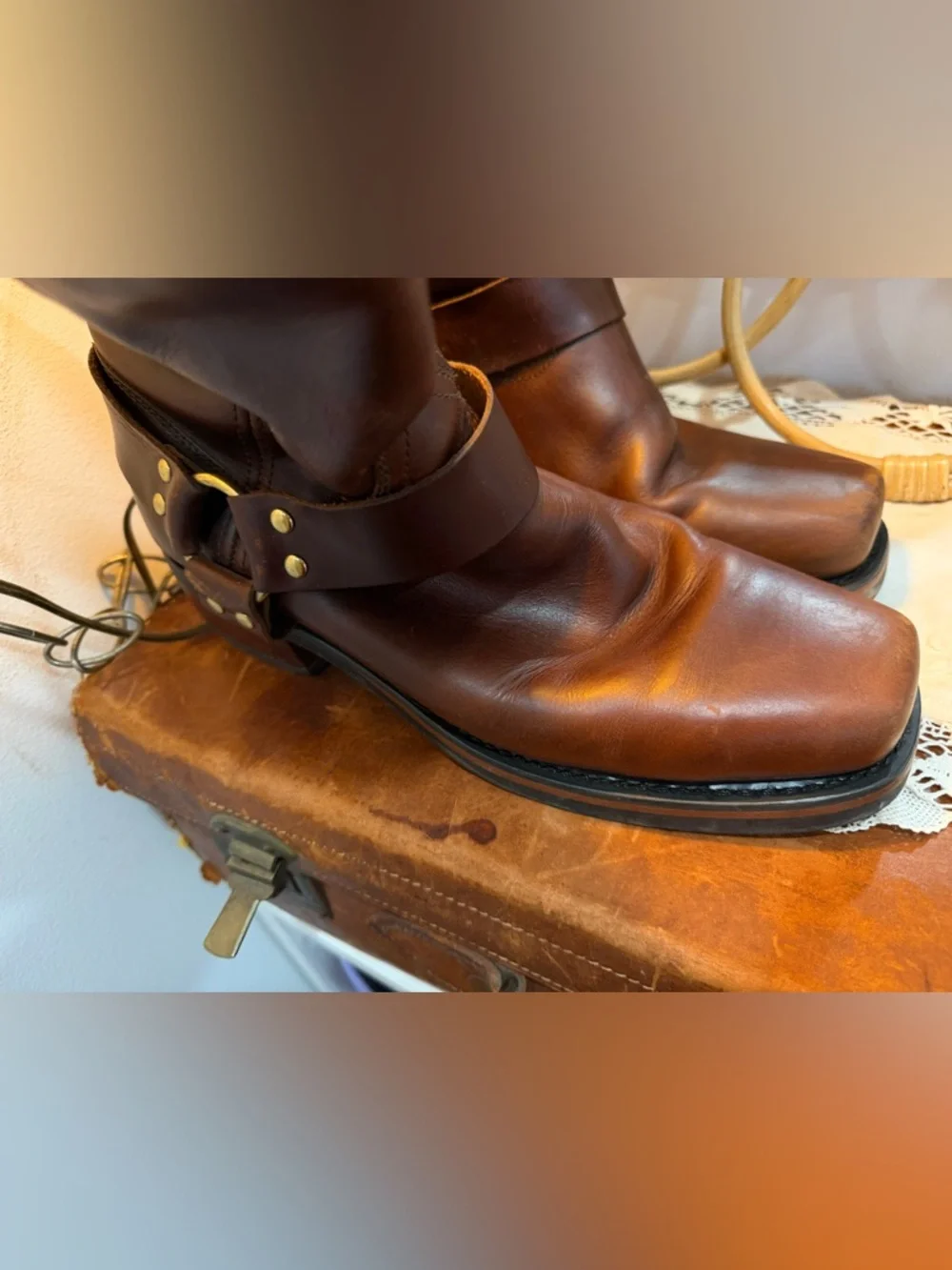 Dingo Australia Brown Leather Biker Western Boots - Picture 5 of 7